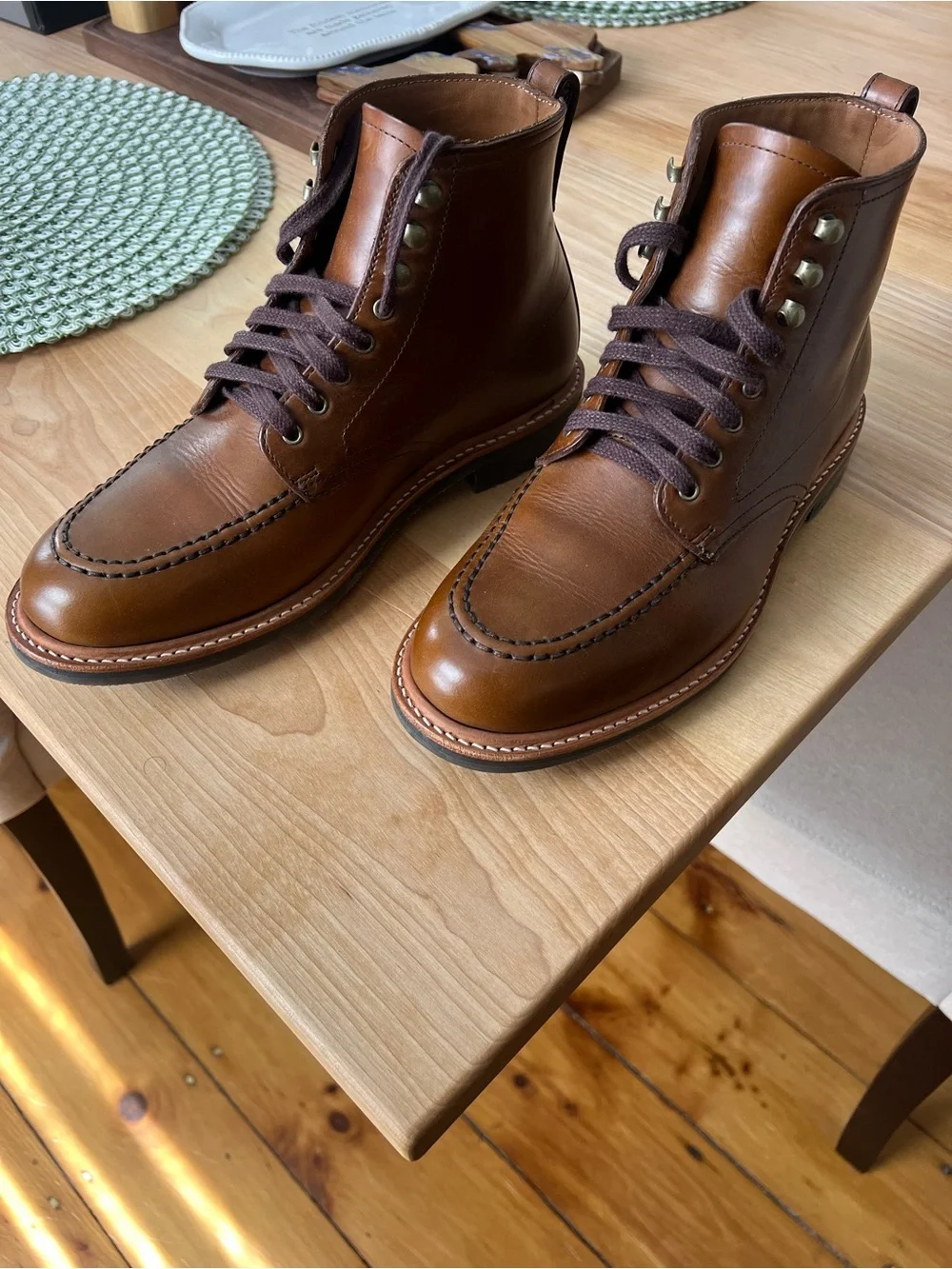 J. Crew Men's Tan-Brown Leather MocToe Kenton Pacer Boots size 8